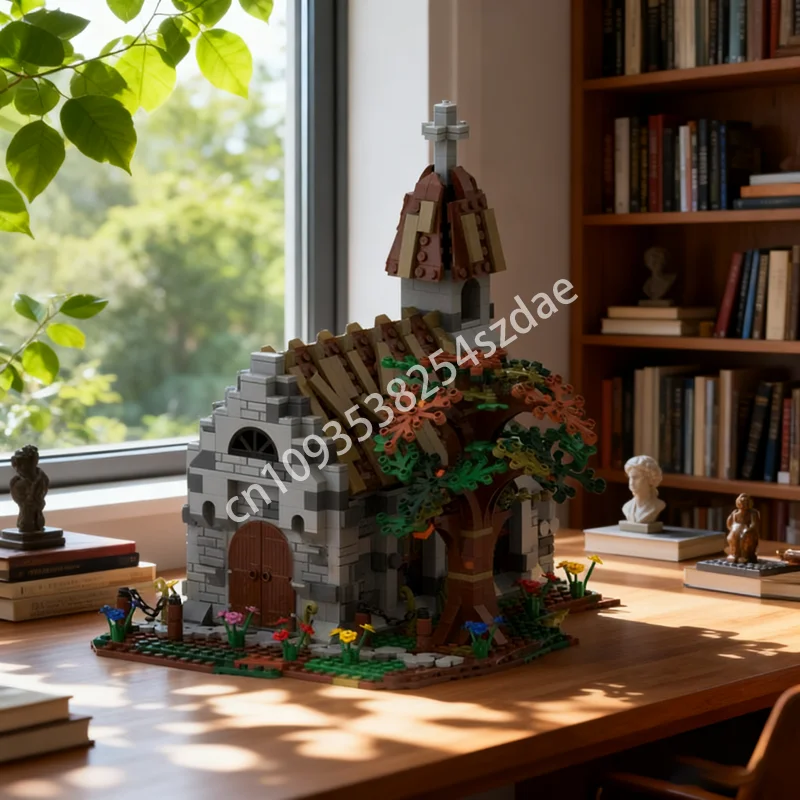 

1130 шт. MOC деревенский церковный замок, Королевственная модель, строительные игрушечные блоки, строительные блоки, креативные рождественские подарки, кирпич для детей