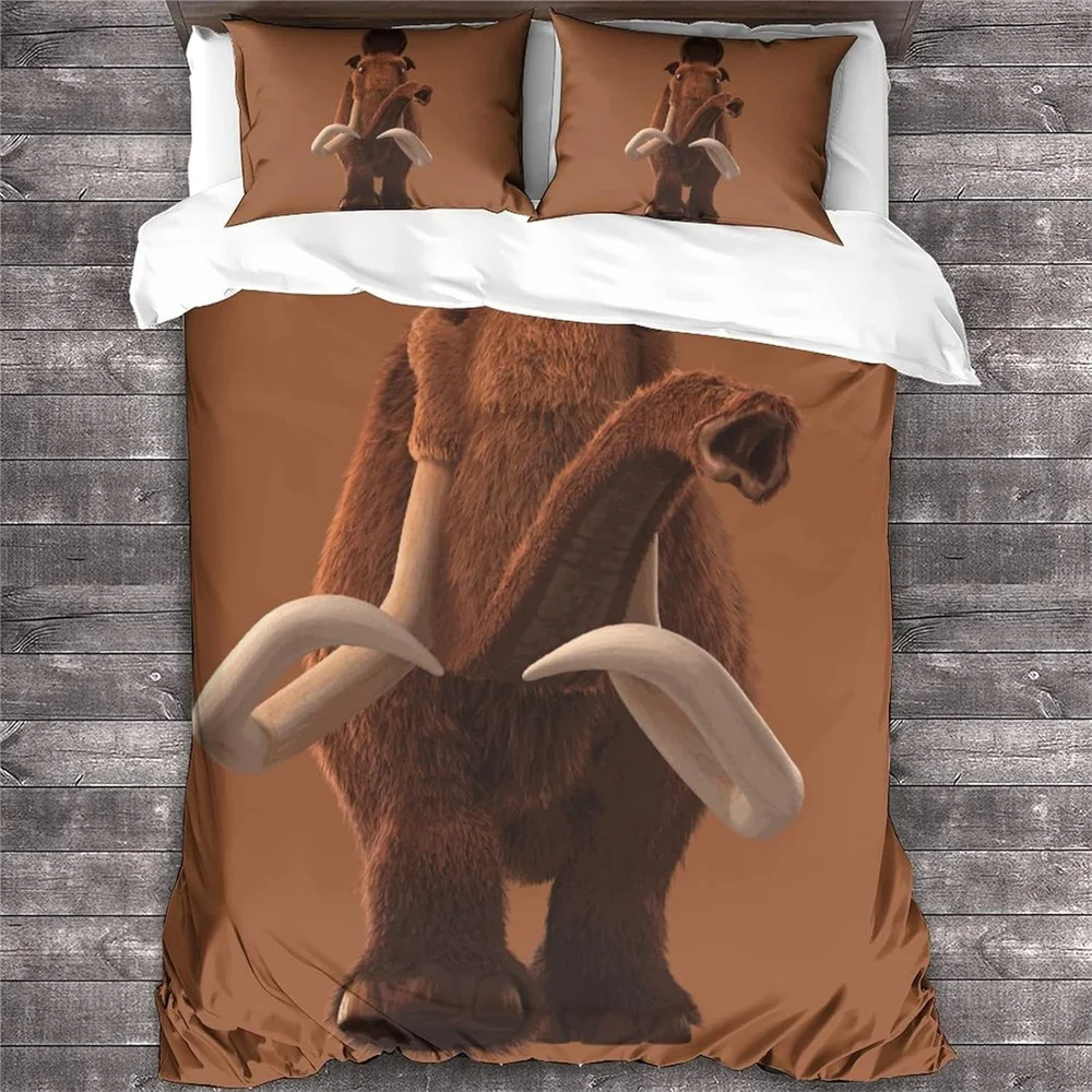 طقم سرير بطباعة ثلاثية الأبعاد على شكل عصر الجليد، غطاء لحاف، طقم سرير لحاف، غطاء وسادة، مقاس كينج كوين توأم للأولاد والبنات والكبار