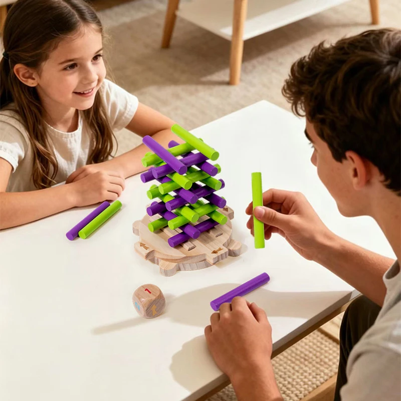 Wooden Sway Stacking Height Balance Board Game Kid Balance Sticks Peg Challenge Sensory Integration Family Interactive SocialToy