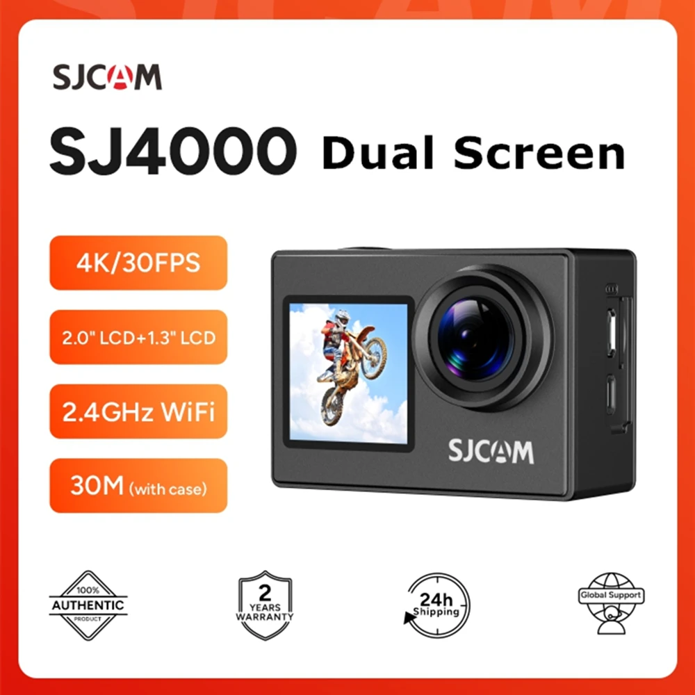 SJCAM SJ4000 Dual Screen 4K Action Camera 30M Waterproof Anti-Shake HD Sports Video Action Cameras Motorcycle Bicycle Helmet