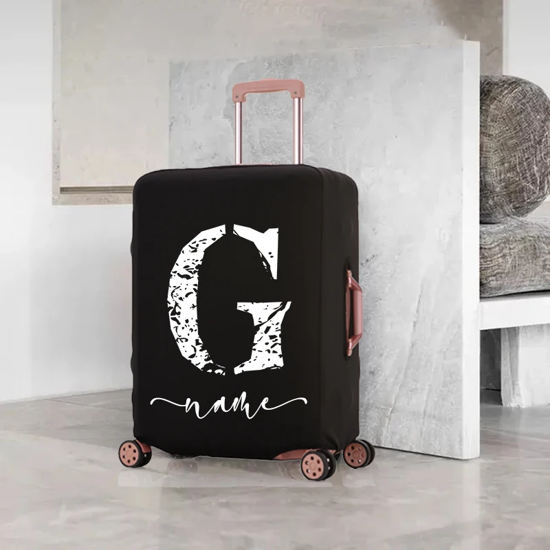 Custom Name White Letter Luggage Cover Thickened Protective Cover Washable Luggage Cover Elastic Scratch-resistant Travel Set