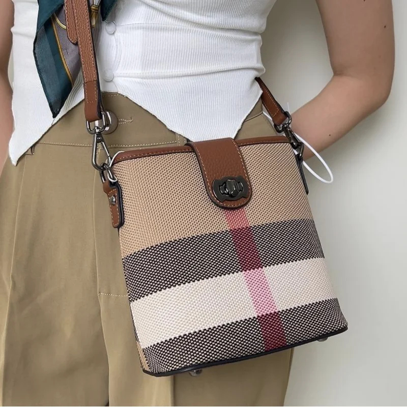 Bolso de un hombro clásico de lujo para mujer, bolso de mensajero de tendencia que combina con todo, Bolso pequeño de lona a cuadros para mujer,