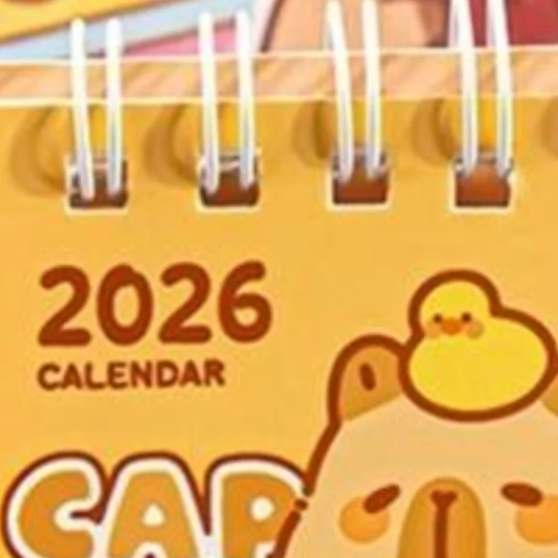 

New 1Pcs 2026 Cute Capybara Panda Desk Calendar Portable Desktop Decoration Schedule Planner Mini Calendar Office School Supplie
