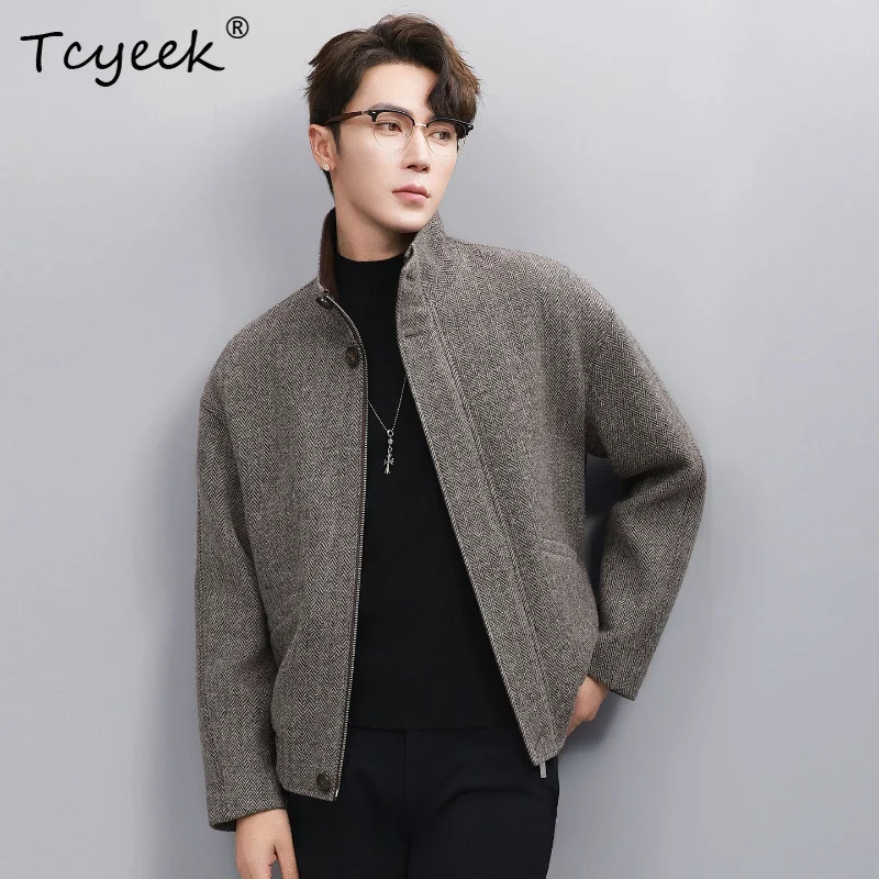 Tcyeek 94% Wool Coat Men's Autumn Winter Warm Clothes Double-sided Woolen Jacket for Men Casual Fashion Wool Coats Abrigo Hombre