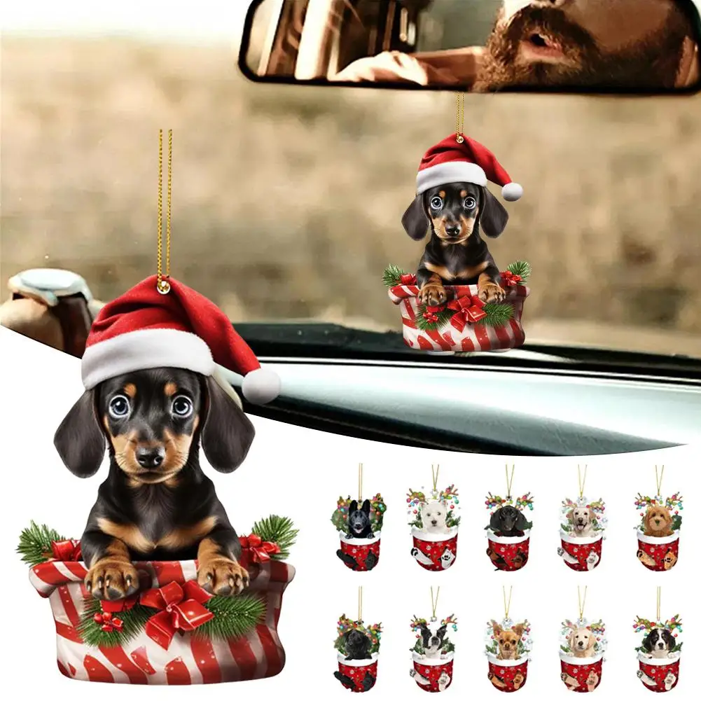 Christmas Ornaments Hanging Decoration Gift Cute Dog Christmas Tree Personalize Cartoon Pendant Gifts Family Hanging Produc R6s2