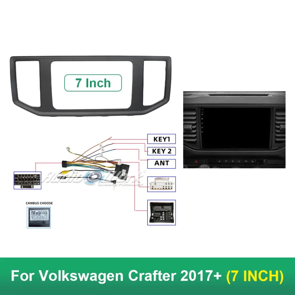 

Car Radio Fascia 7 Inch for Volkswagen Crafter 2017+ GPS MP5 Stereo Player 2 Din Head Unit Panel Dash Adapter
