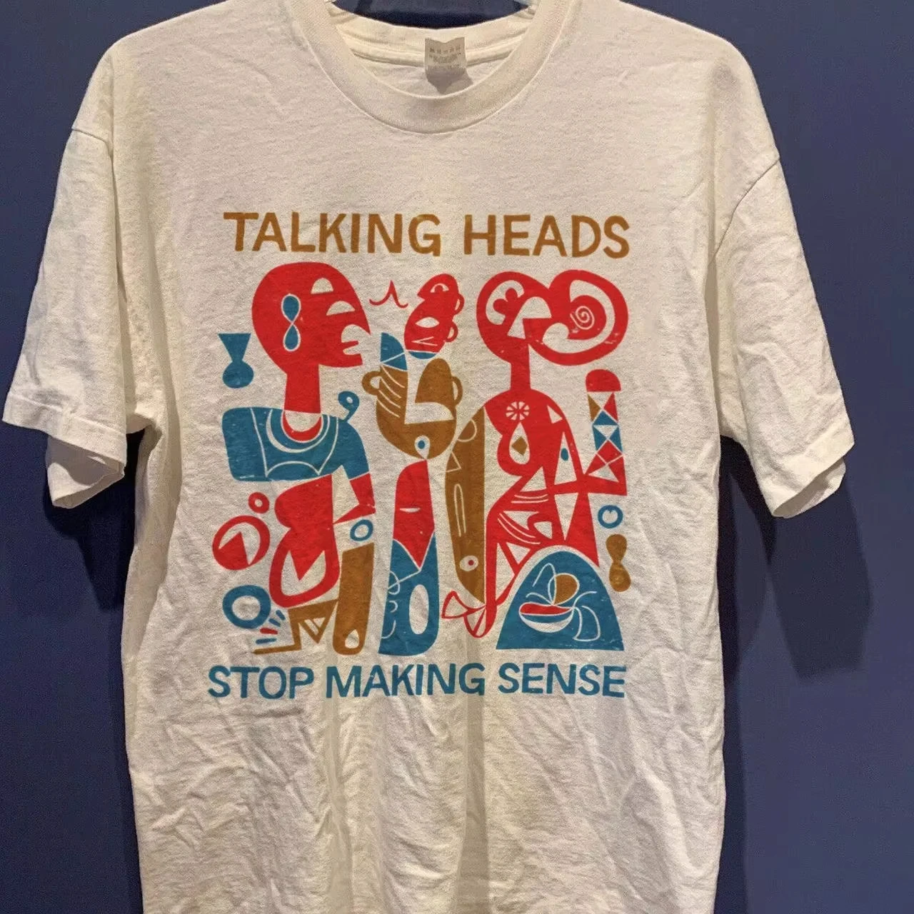 Talking Heads Stop Making Sense Print T-Shirt Casual Crew Neck Short Sleeve Cotton Tops Retro Rock Band Graphic Tee Streetwear