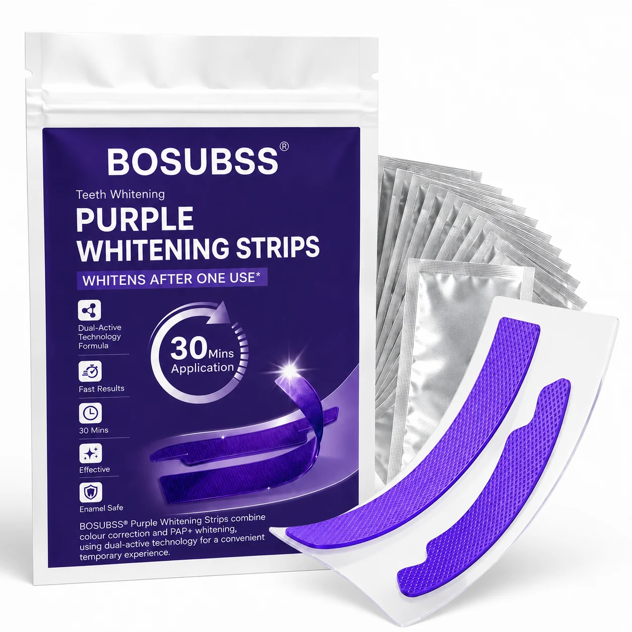 3 Pairs Purple Smile Care Strips, Oral Beauty Teeth Stickers, Gentle Fit Easy Home Use Fresh Smile Routine