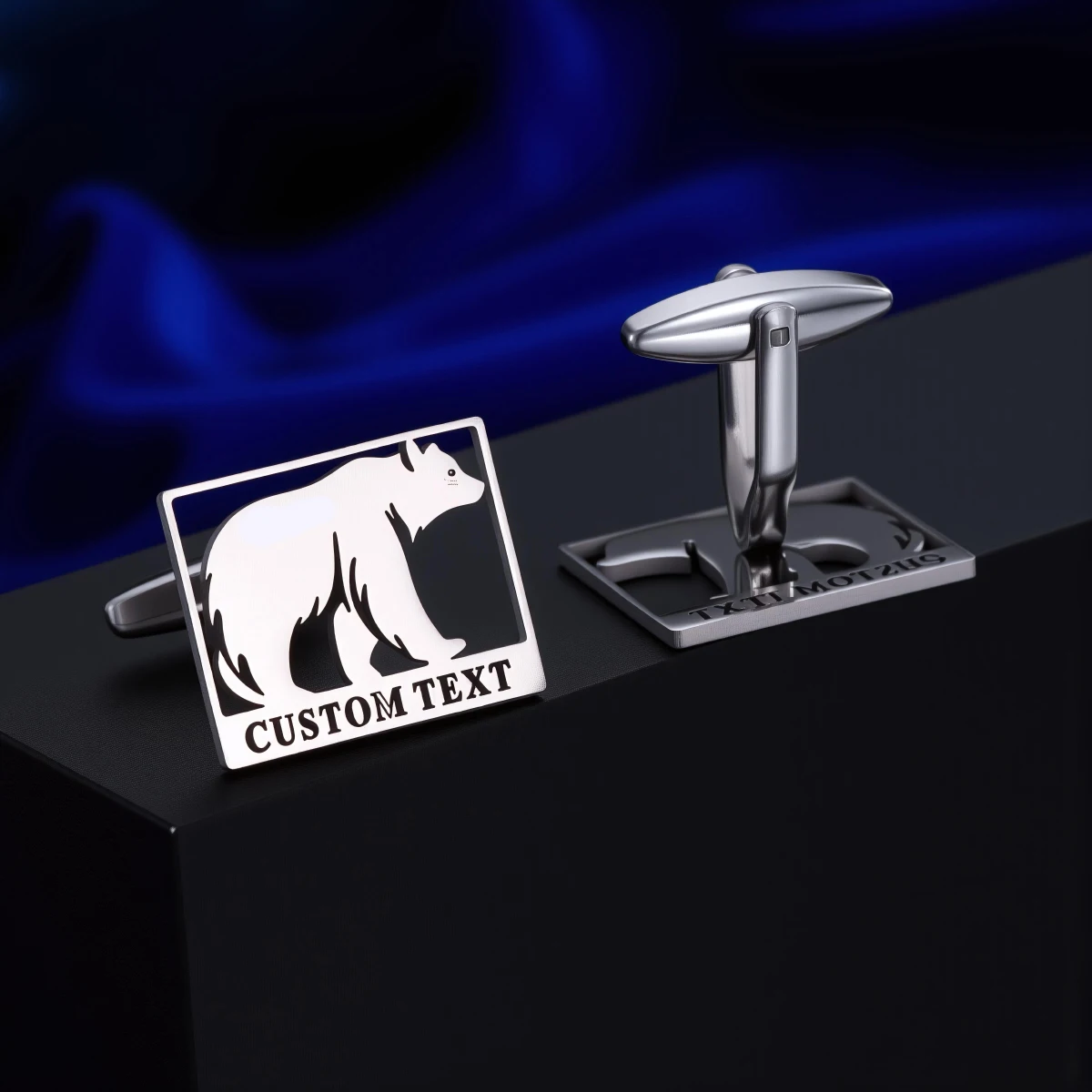 Image 4: Boutons de manchette ours polaire pour hommes, nom personnalisé, chemise de costume, boutons en acier inoxydable, bijoux de sport, cadeaux