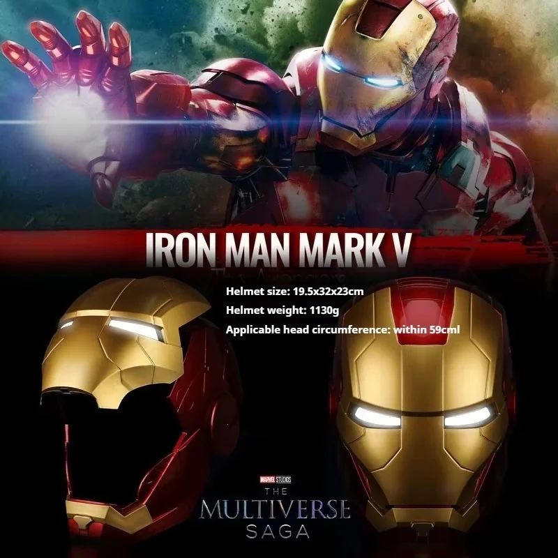 

Hot Sales 1:1 Collection Iron Man Mk5 Helmet Black Gold Black Silver Touch Luminous Cool Handsome Helmet Halloween Birthday Gift