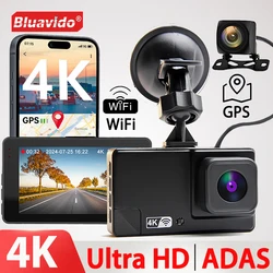 Bluavido 울트라 HD 대시 캠 ADAS 와이파이 GPS 로거 IMX415 자동차 비디오 녹음기 듀얼 카메라 1080P 나이트 비전 블랙 박스, 4K, 3840x2160P