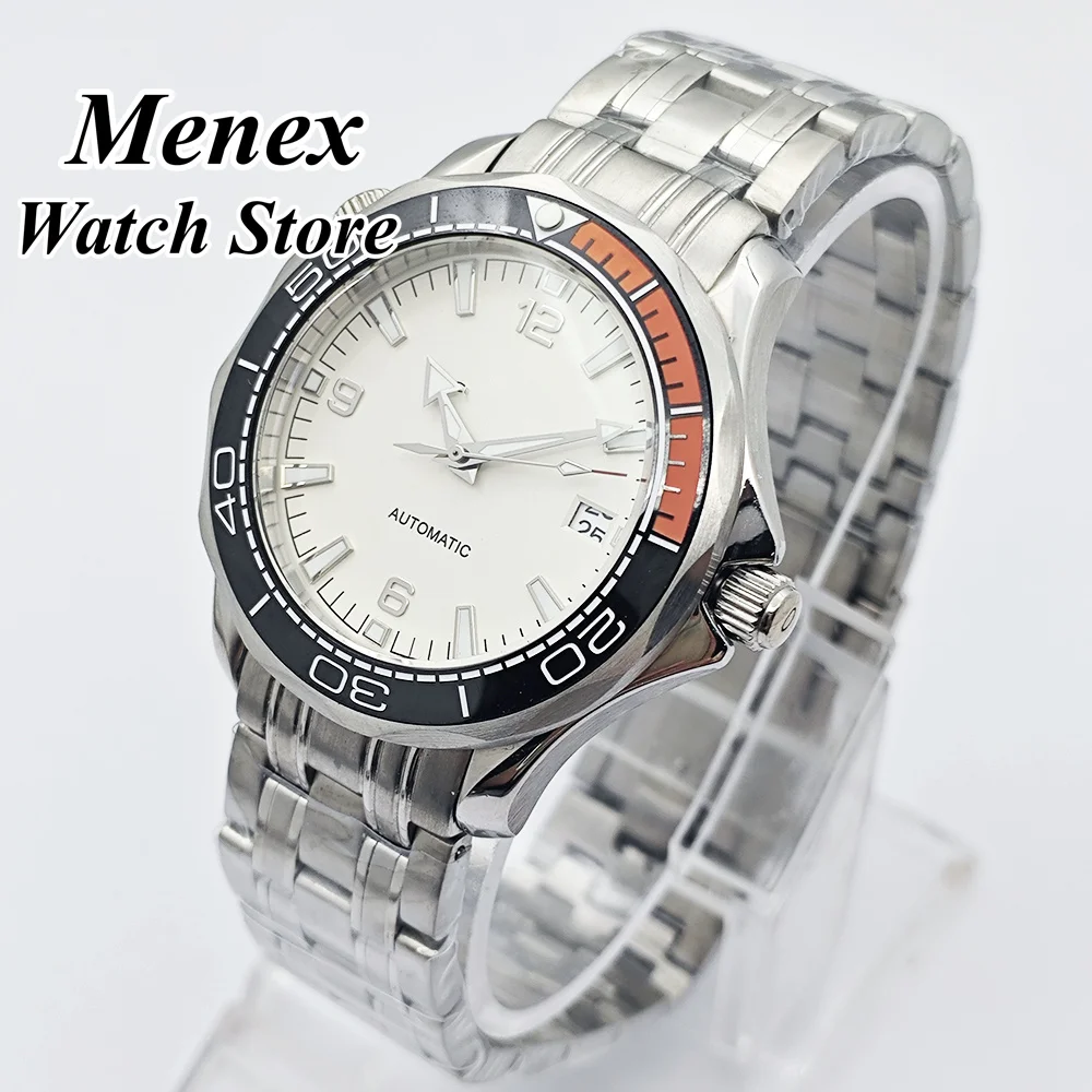 NH35 Customization DIY Logo Men's Watch 41mm Silver Stainless Steel Watch Case Sapphire Crystal Fit NH35 Movement Watch