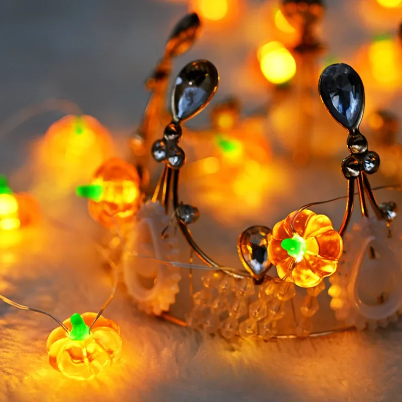 Bella lanterna a forma di zucca 3D a LED Halloween Bar Negozio Atmosfera Layout di scena Decorazione Stringhe di illuminazione colorate 5M