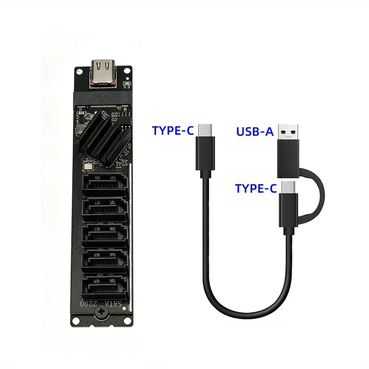 【a75t】-type‑c-usb-30-から-5-ポート-sata-30-拡張カード-usb32-gen1-5gbps-jm575-jms580-25-インチ-35-インチ-sata-ssd-hdd-用