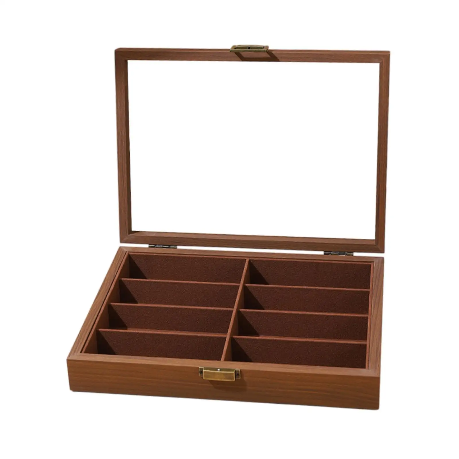 صندوق تخزين النظارات الشمسية ذو 8 فتحات وغطاء شفاف ومنظم النظارات