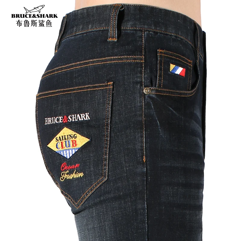 

2023 New Summer Men's Jeans Thin Bruce&Shark Stretch Cotton Straight Leg Casual Fashion Denim Loose Style Cowboys Big Size 40