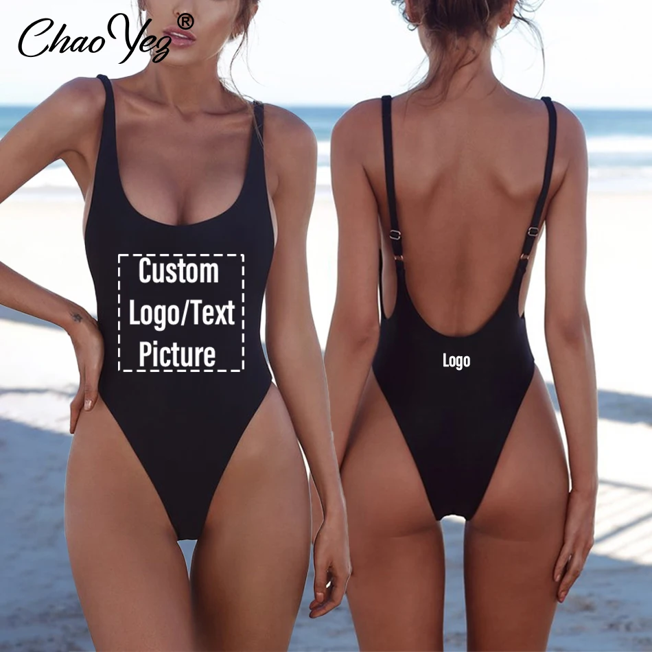 

Купальник «сделай сам» с логотипом на заказ, женское бикини, сексуальное боди, Цельный купальник, женская пляжная одежда с высоким вырезом, летние женские бикини с низкой спиной