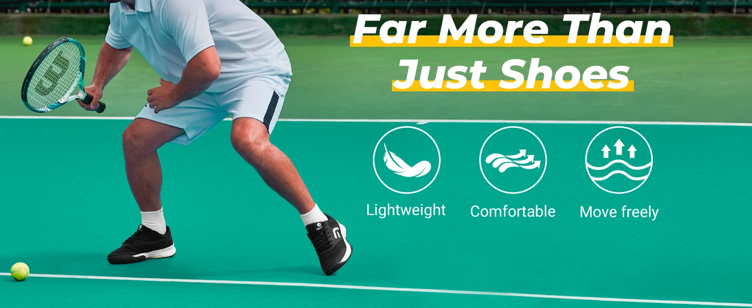FitVille Pickleball-Schuhe mit breiter Zehenpartie, bequeme Tennisschuhe, lässige Sportschuhe für Herren, geeignet für Hartplätze und Racquetball, mit Dämpfung und Stabilität. – Detail 4