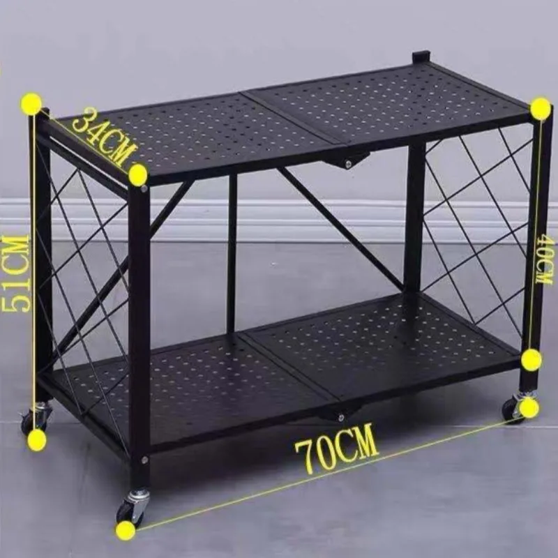 Movable Multi-Layer Storage Rack, Kitchen Microwave Stand, No-Install Home Organizer Shelf, Metal Freestanding Utility Cabinet