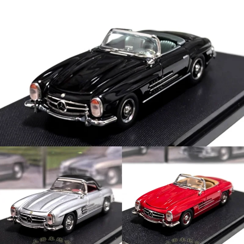 Model samochodu Benz 300SL Convertible w skali 1:64, odlewany z metalu, z otwieranymi przednią i tylną maską, kolekcjonerski model ze stopu, zabawka, prezent, pamiątka, ekspozycja.