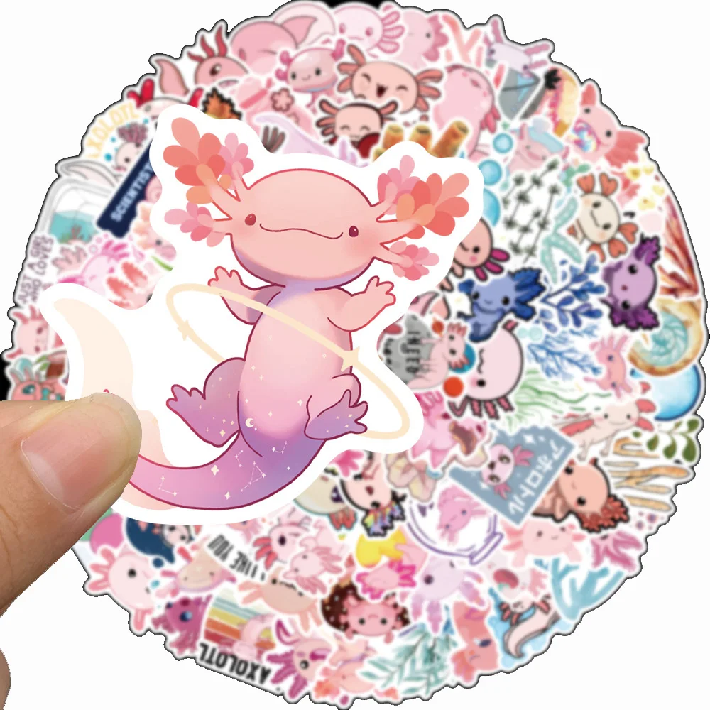 50/100PCS Axolotl Sticker Party Favors Supplies Goodie Bag Fillers Birthday Party Gifts DIY Laptop Skateboard Luggage