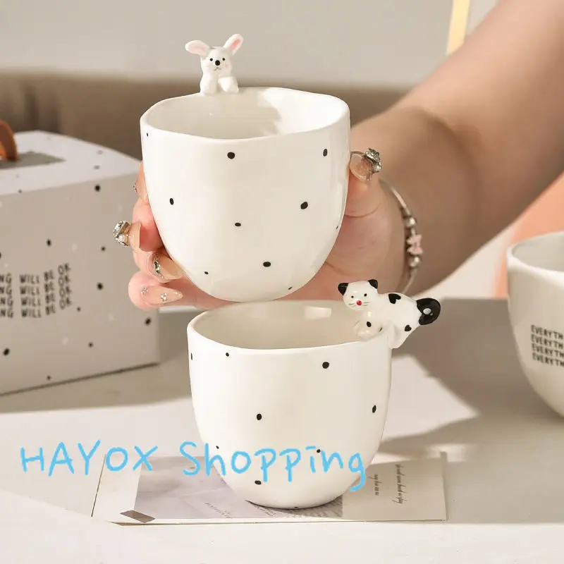 Tazza creativa in ceramica animale 3D, tazza irregolare con pizzico a mano con lettera semplice, tazze di sicurezza per forno a microonde con tazza da caffè espresso