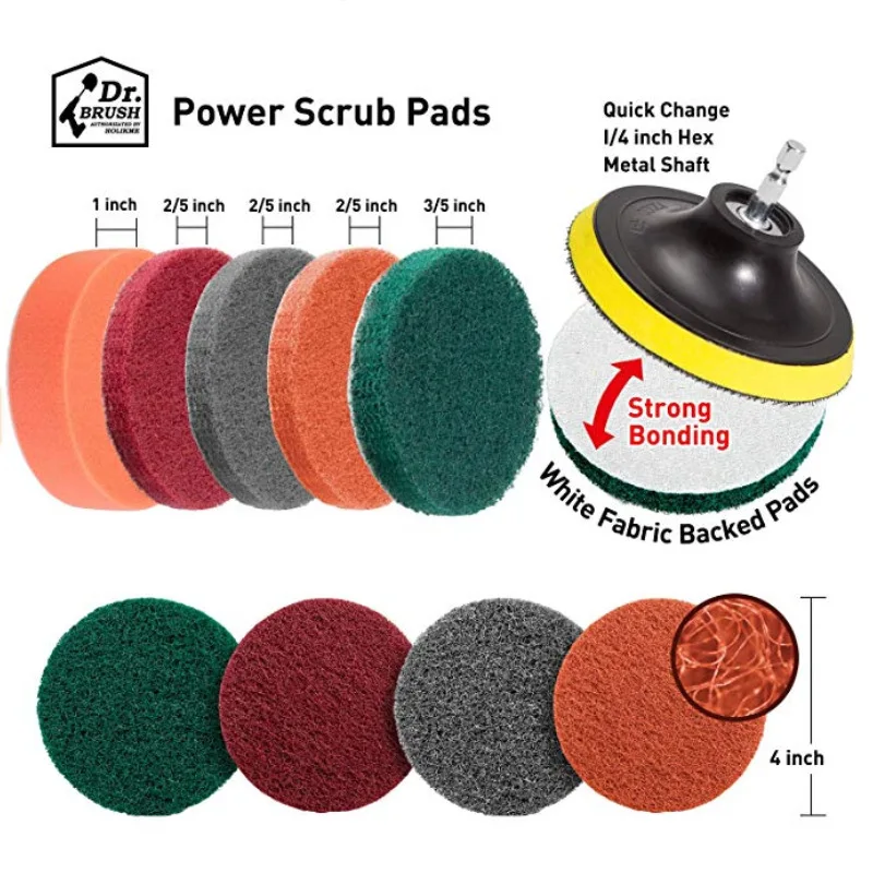 

13Pcs 4 Inch Tile Scrubber Scouring Pads Drill Attachment Cleaning Kit With Flat Sponges Scouring Pads Tub And Tile Cleaner