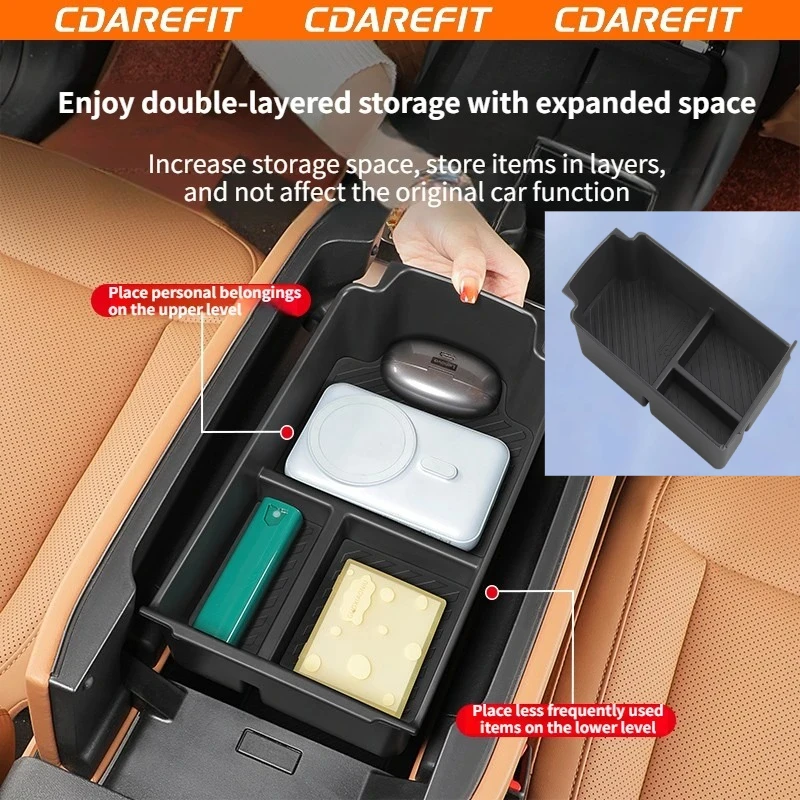 For Chery iCAR V27/ iCAUR V27 The central control armrest box expands the storage box which is wear-resistant and durable