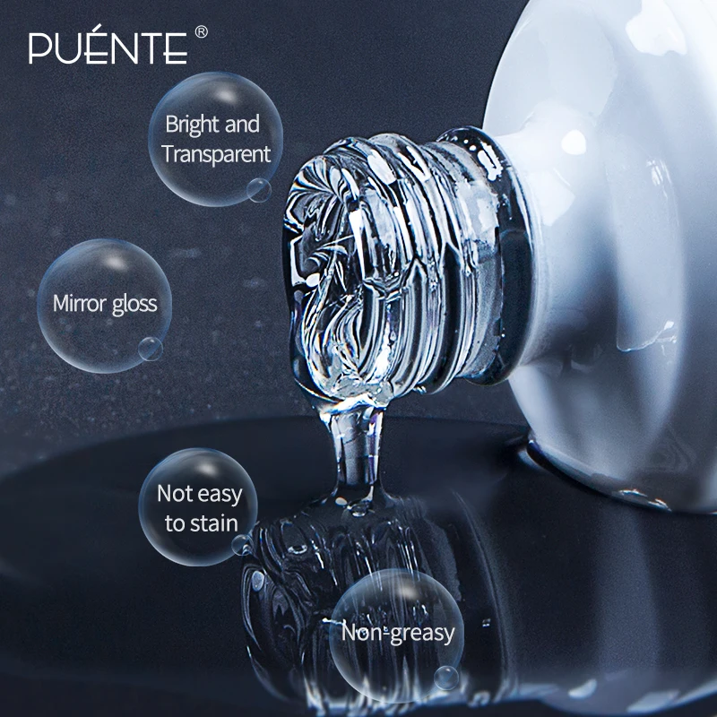 2-in-1 Crystal Top Coat Gel Nail Polish Chrome Base Super Bright Sealer Stain-resistant Soak Off UV Nail Art Varnish Manicure