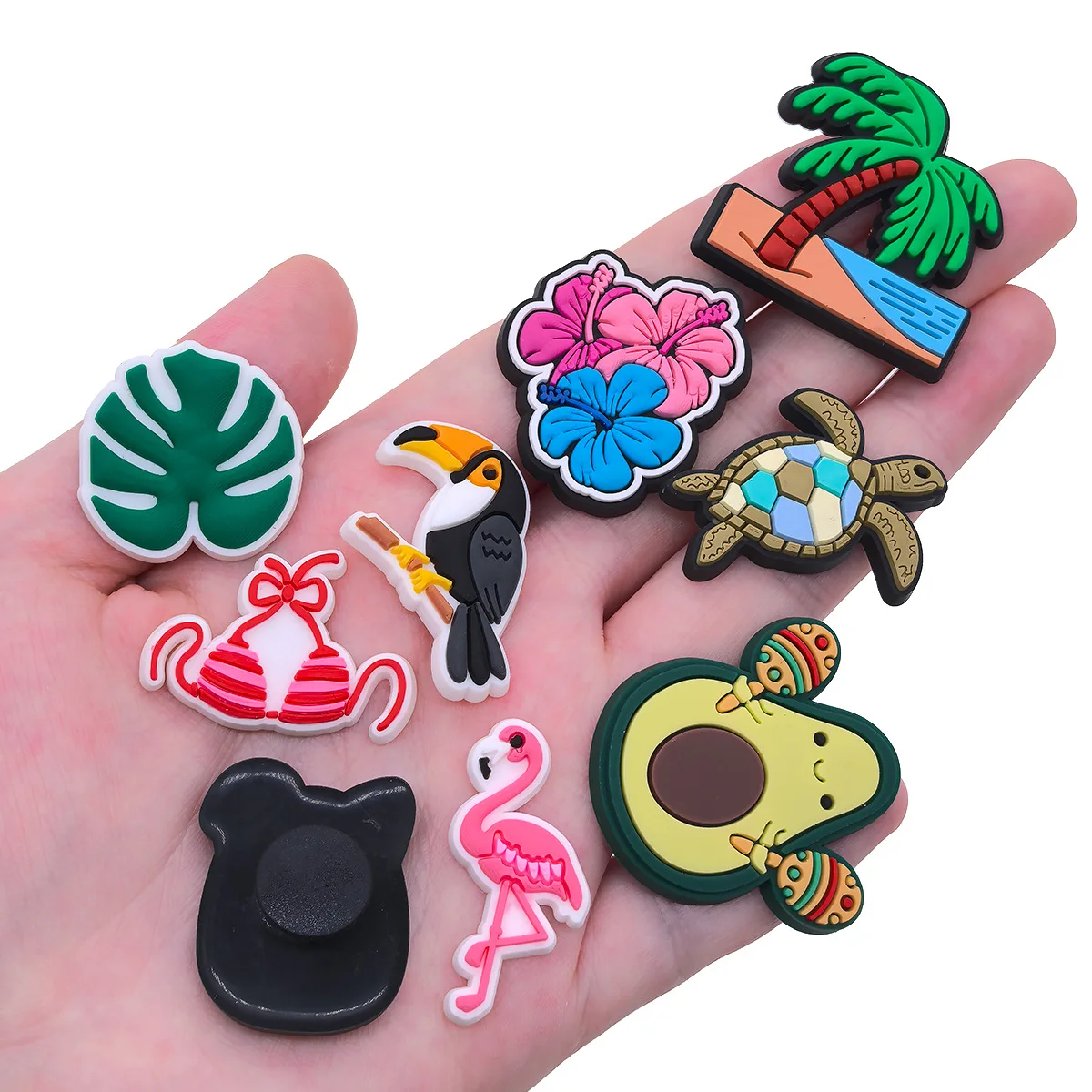New 1Pcs Summer Bikini Tree Flowers Shoes Charms for Crocs DIY  Clogs Kids Pin Decoration Jeans Shoe Accessories X-mas Wholesale image 3