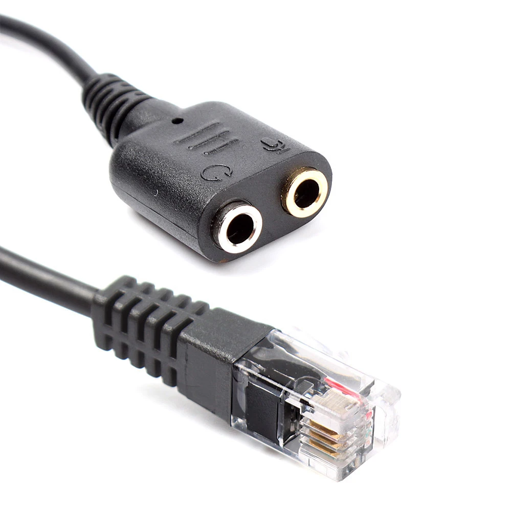 RJ11 zu Dual 3,5mm Kopfhörer Buchse Konverter Adapter Audio Kabel 20CM #73791 – Detail 1