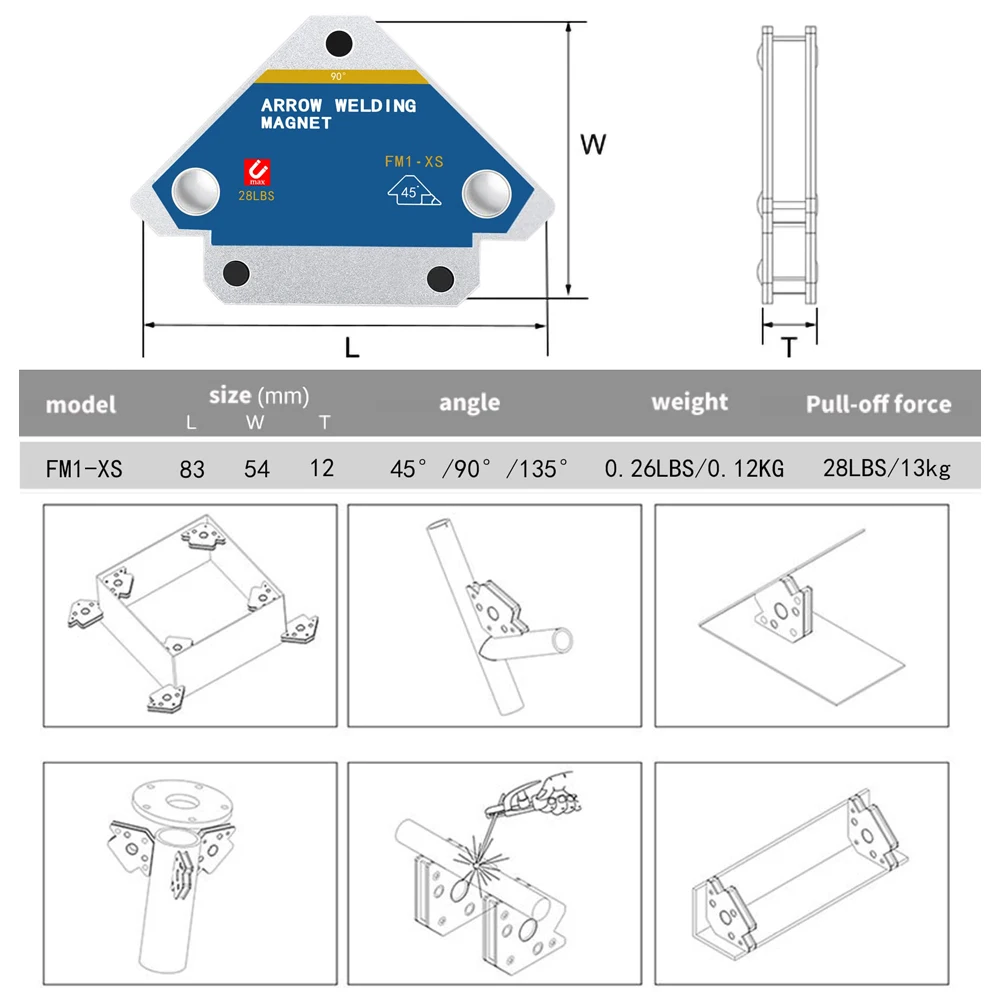 Titulares de soldagem magnética, Solda Ângulo, Seta Ímã, Solda Fixador, Posicionador, Ferrite Holding, Auxiliares Locator Tools, Hot, 50kg, 2Pcs