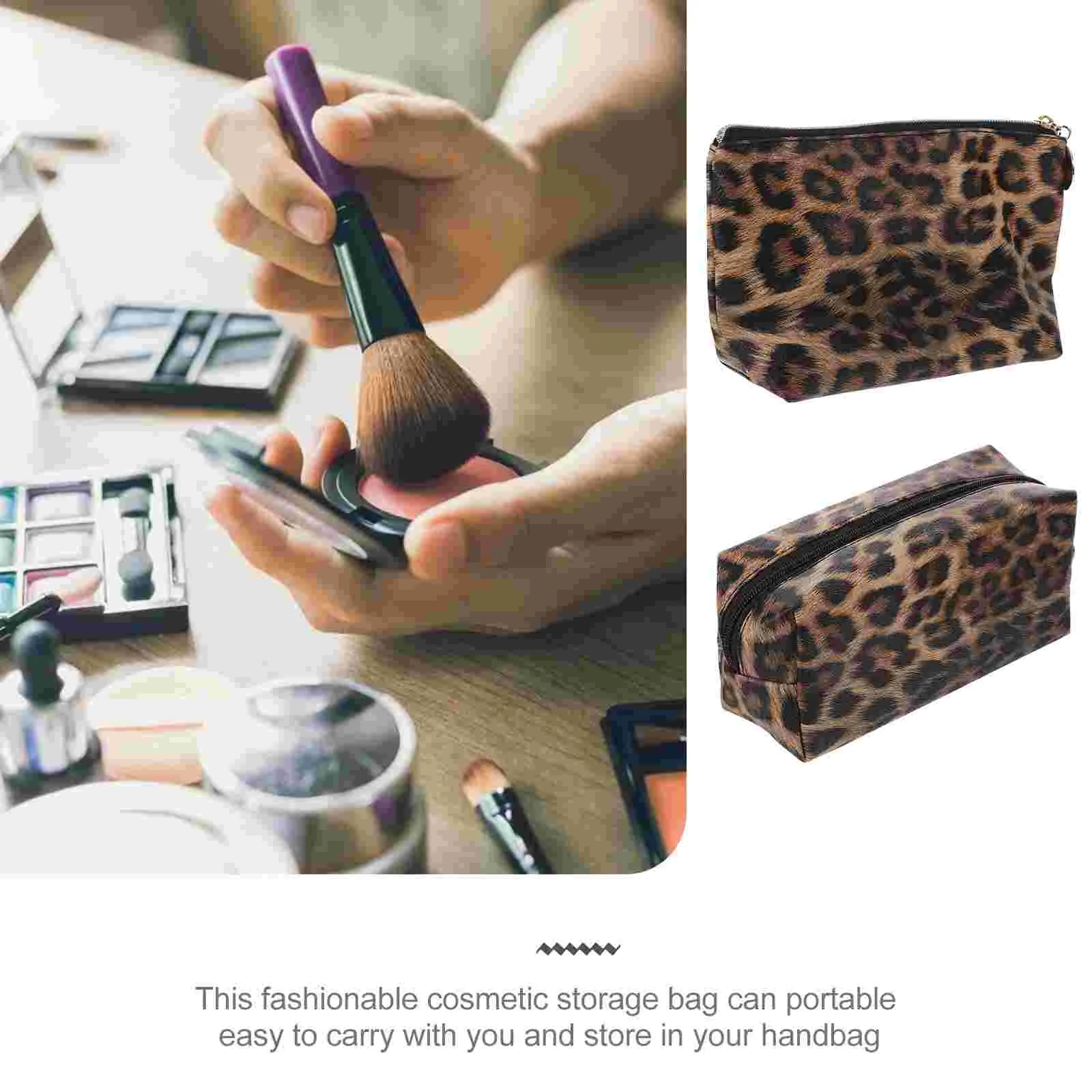 Leopard Bag Toiletry Organizer Portable Wash Bags Makeup Zipper Printed for Traveling