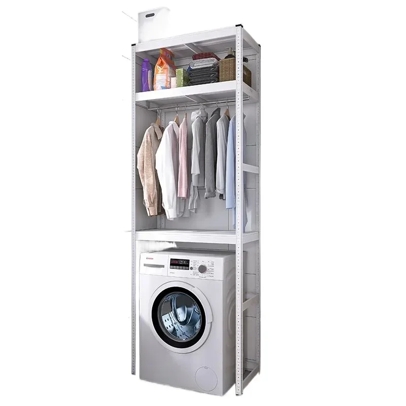 Hanger storage rack above the washing machine Floor pulsator flip drum Hanging clothes storage Balcony drying rack