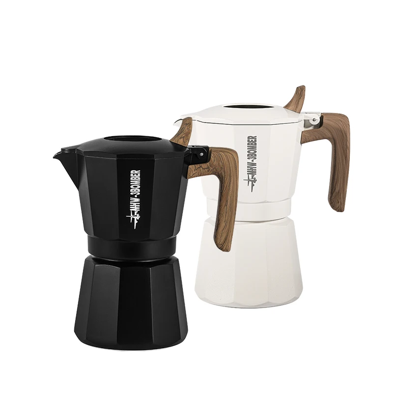 MHW-3BOMBER Stovetop Espresso and Coffee Maker Double Valve Moka Pot Classic Italian and Cuban Café Brewing Travel Camping Tools