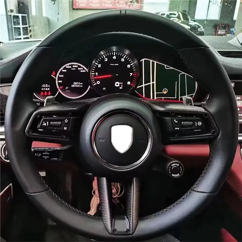 For 911 992 Carbon Fiber Steering Wheel Frame Cover Trim For Carrera Targa Turbo 2022-2024 Accessories