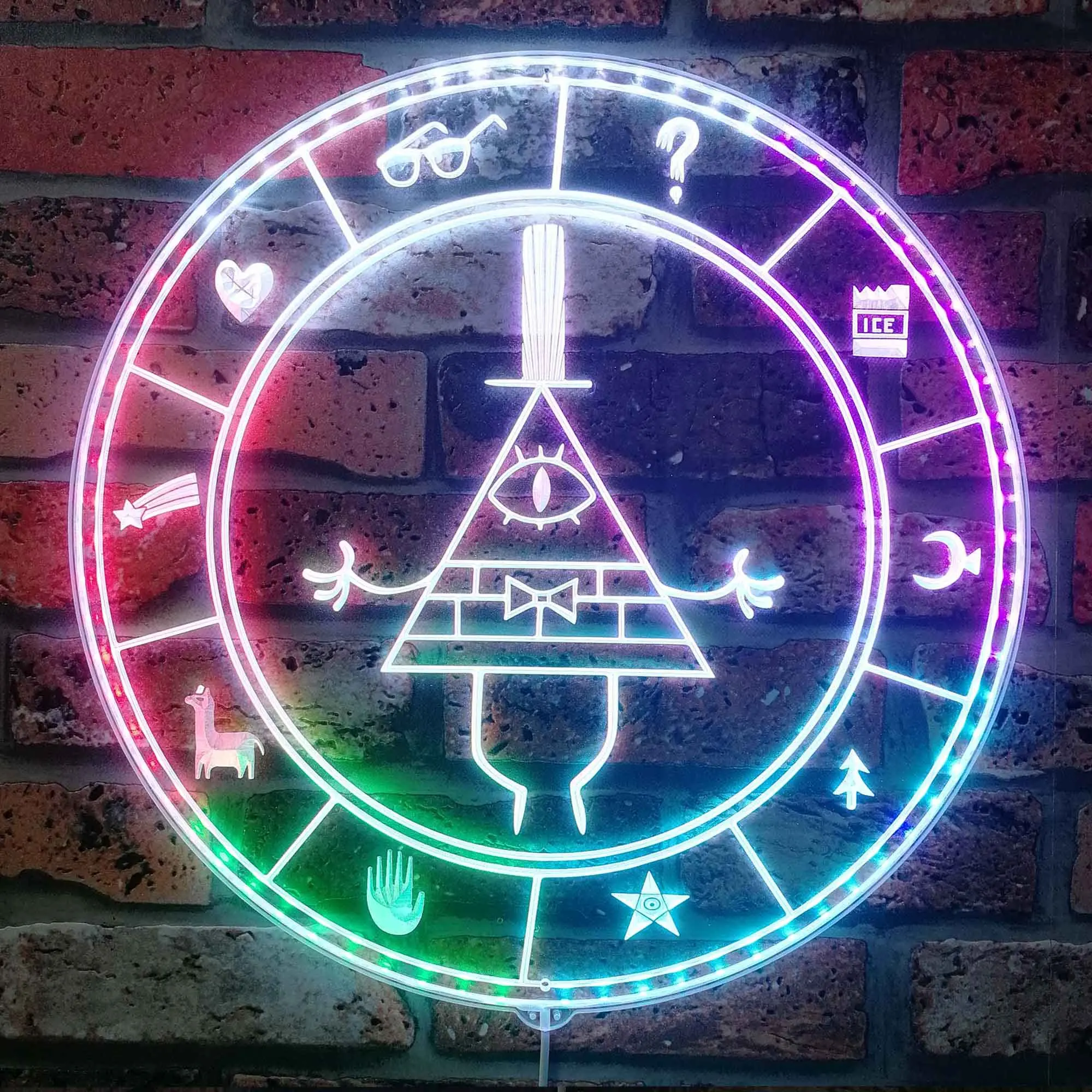 Bill Cipher Gravity Falls Dynamic RGB Edge Lit LED Sign, Game Room Decor, Gaming Night Light