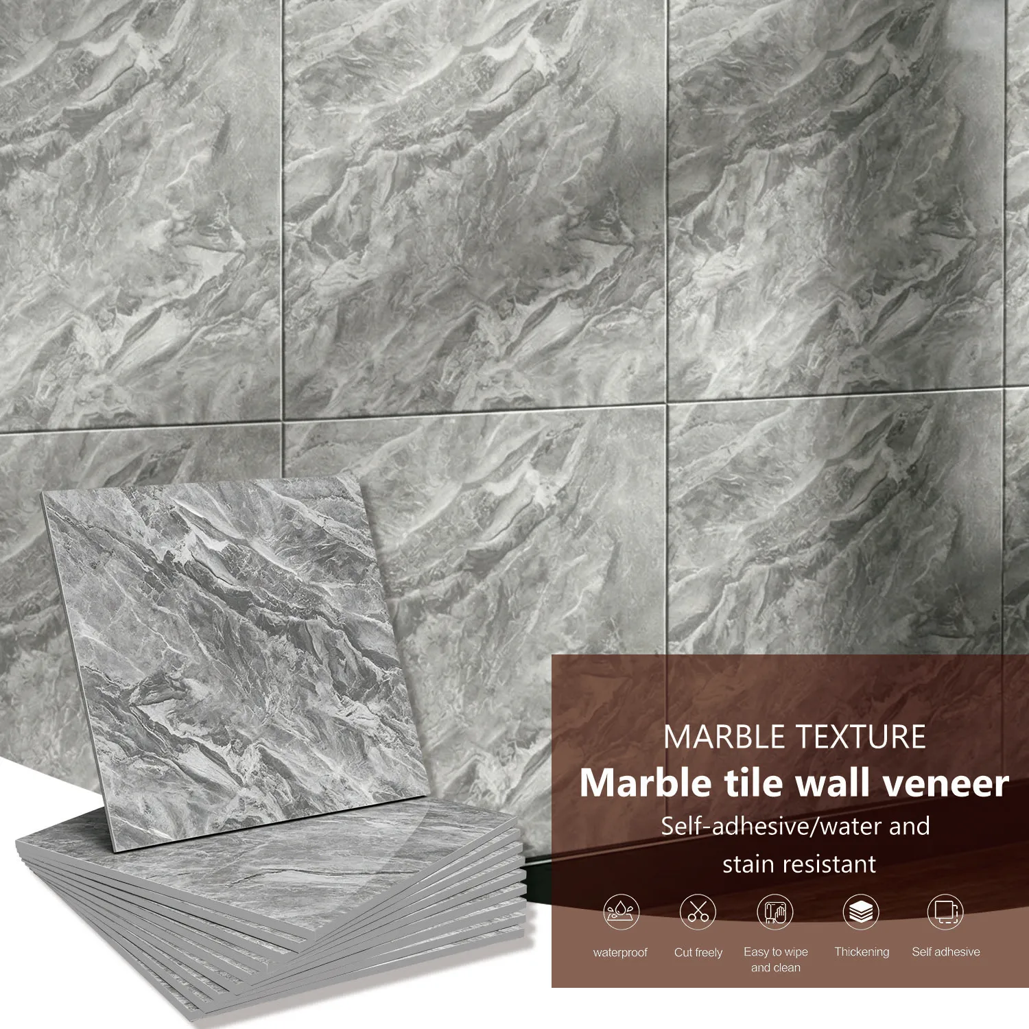 10/20pcs Marble Peel and Stick Waterproof IXPE Shower Wall sticker Bathroom Backsplash Tile Stick on Wall for Bedoom Kitchen