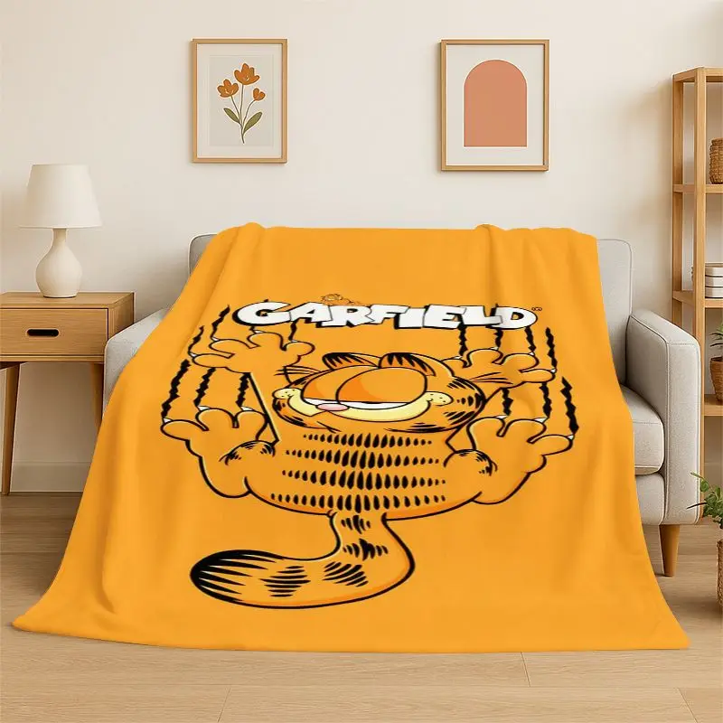 Cartoon Funny G-Garfield Cat Flannel Blanket Soft Warm Throw Blanket for Bedroom Living Room Bed Travel office Picnic Fest Gift