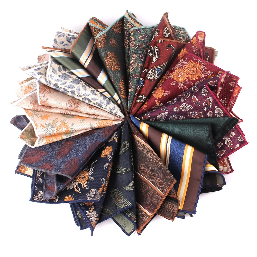 New Jacquard Pocket Square Floral Chest Towel Striped Handkerchief Groom Hankies Men's Handkerchiefs Wedding Pocket Towel Gifts