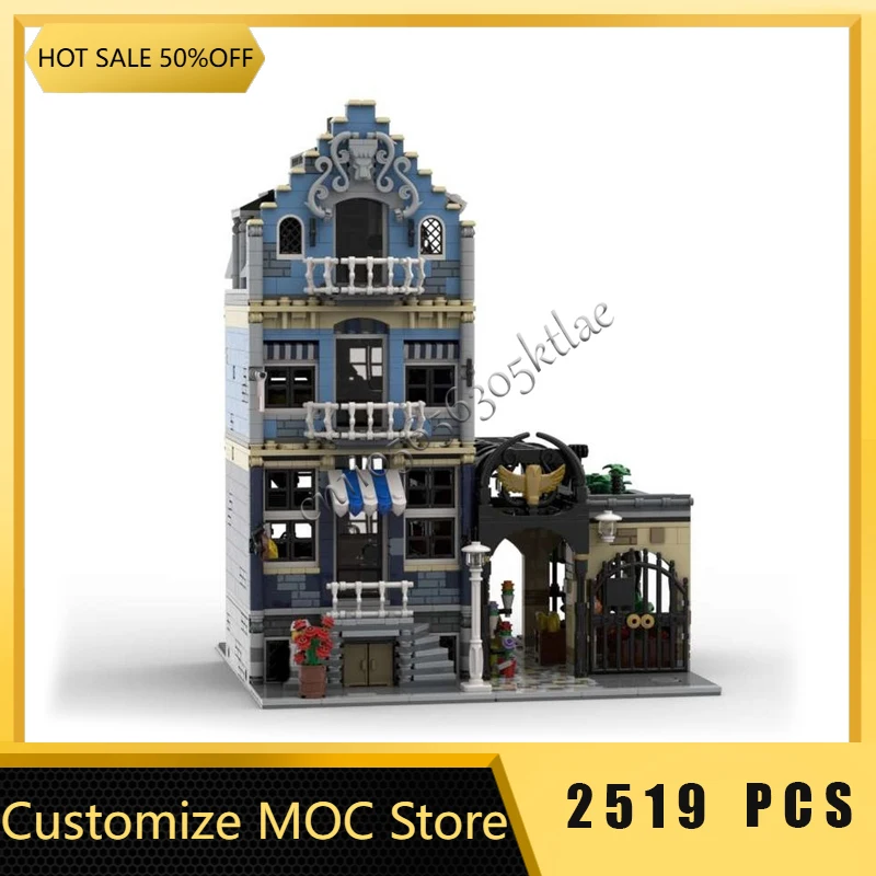 2519-onderdelen MOC Creatieve markt Street View modulaire marktmodel Architectuur Bouwstenen Kinderen Bakstenen Speelgoed Kerstcadeau