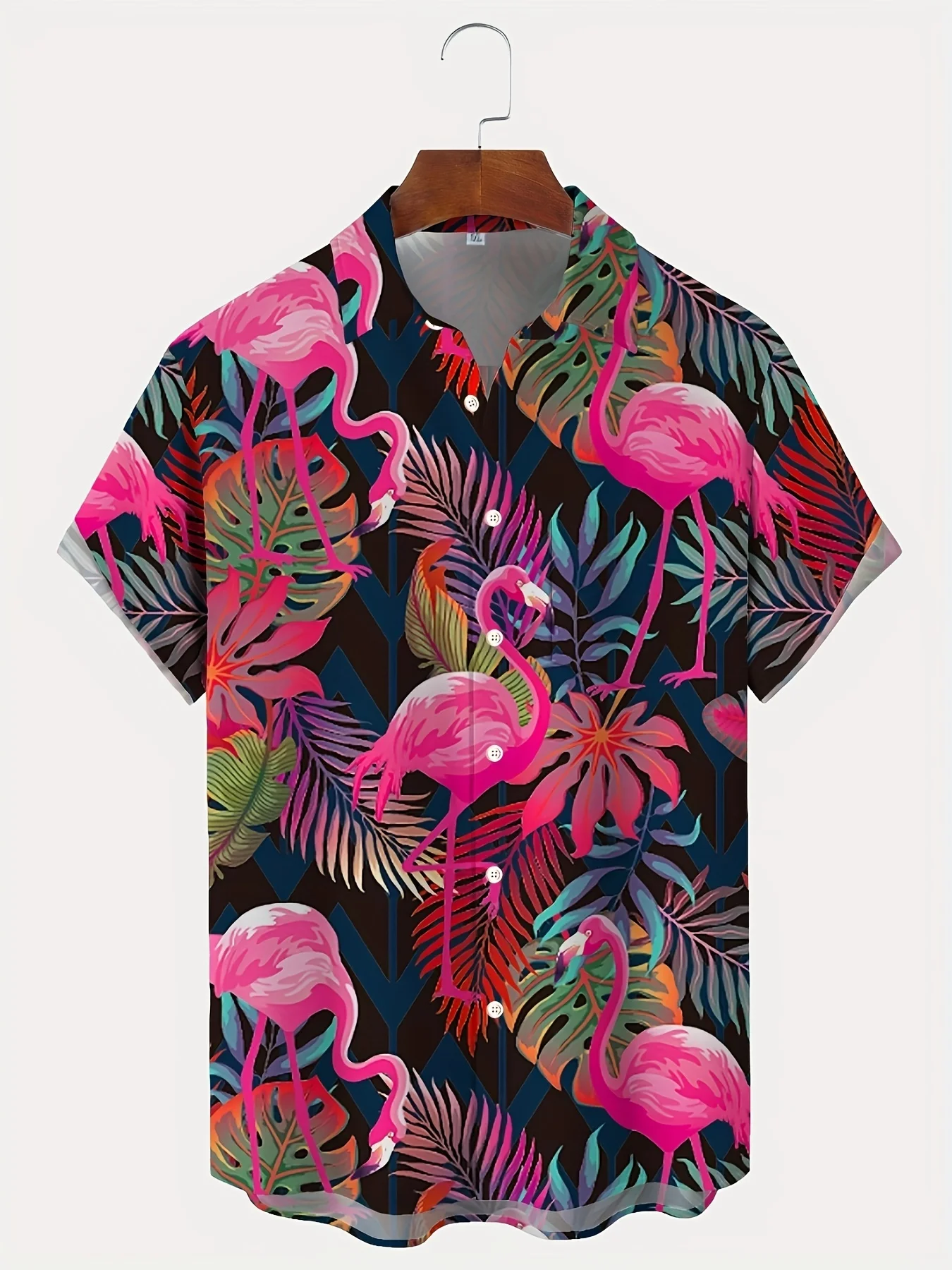 Men\'s Plus Size Shirt Flamingo Graphic Hawaiian Shirt Summer Short Sleeve Tee Tops Harajuku Casual Shirt Short Sleeve Streetwear