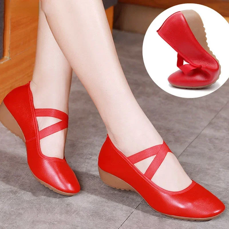 Women Dancing Shoes Genuine Leather Soft Soles Sneakers Yoga Jazz Ballet Teachers's Shoes Adult Dancing Shoes