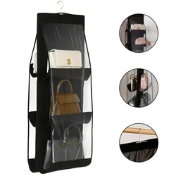 Faltbarer Oxford Stoff Handtasche Organizer: 6-Taschen-Aufbewahrung für schwarze Handtaschen, ideal für Familien schrank & Schlafzimmer.