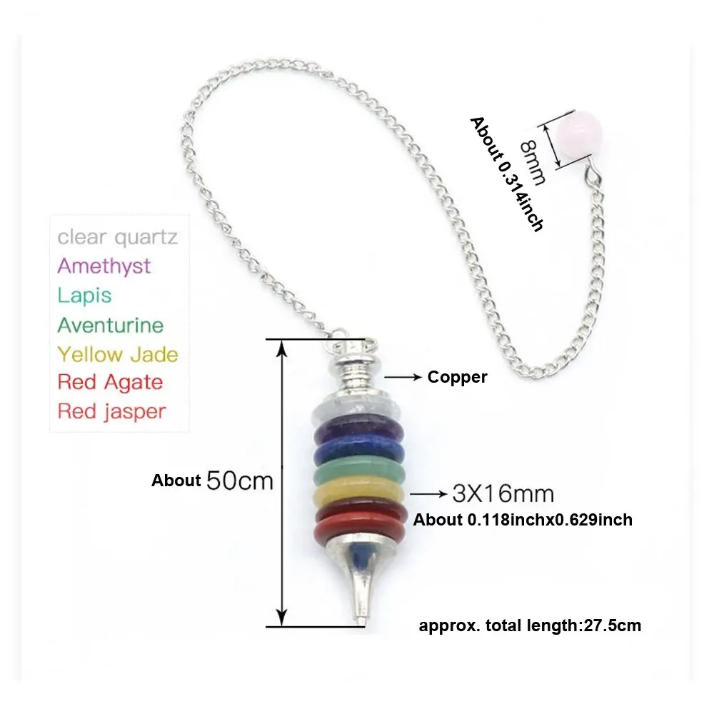 Natuursteen Kristal Kwarts Kleurrijke Steen Rond Stuk Spirituele Hanger Verwijderbare Yoga Steen Sieraden Zeven Chakra Accessoires