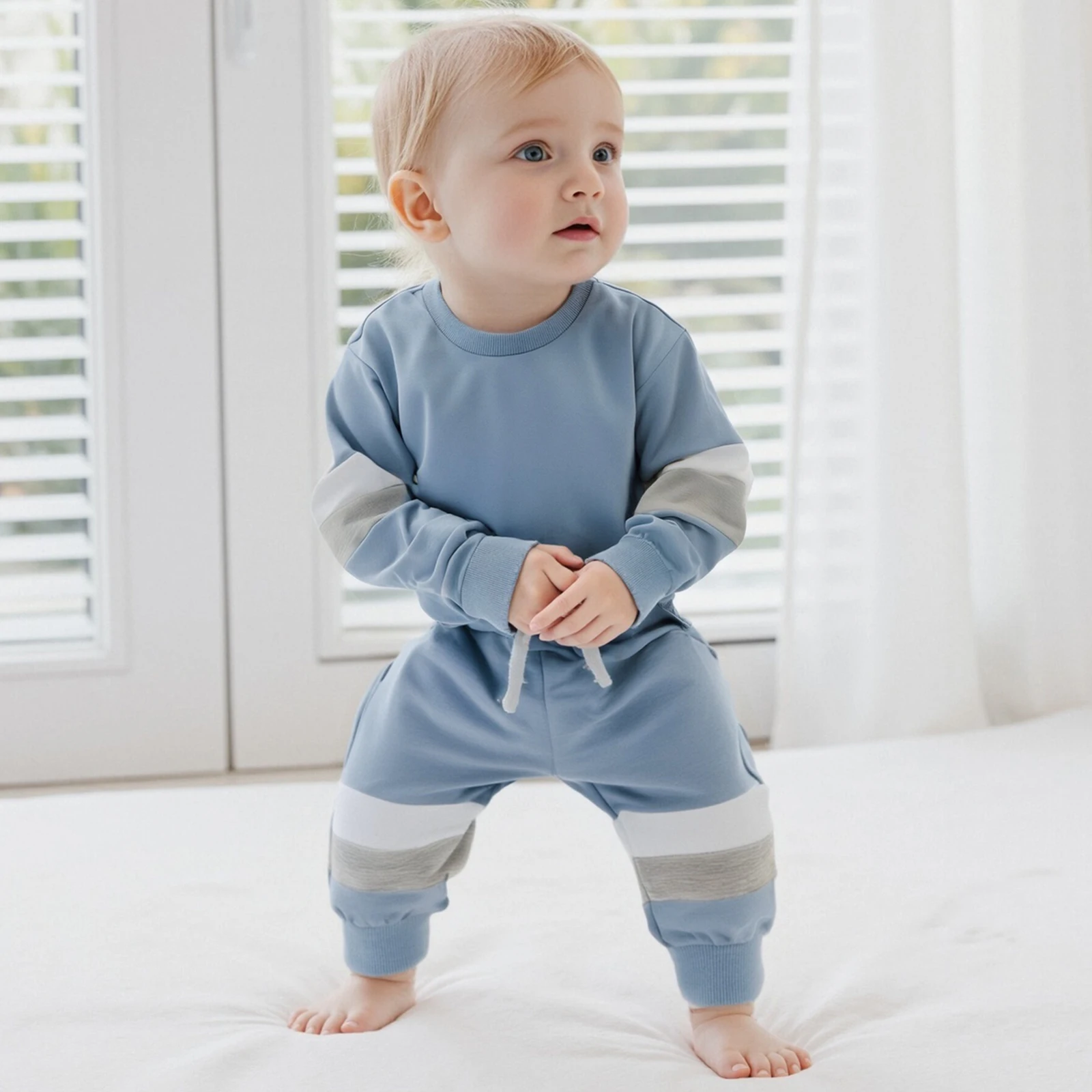 MISOWMNJOY الخريف عارضة طفل الفتيان السراويل مجموعة وتتسابق أزياء التباين اللون طويلة الأكمام البلوز مع السراويل ملابس الرضع