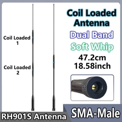 RH901S Antenna SMA-Male Coill Loaded UHF VHF 144/430/900MHz Soft Whip Compatible with TH-UV8000D P15UV Baofeng TYT Walkie Talkie