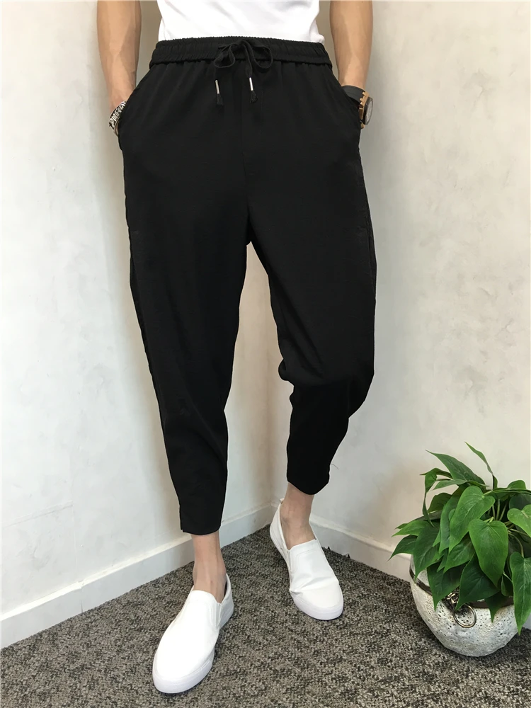 

Spring Summer Thin Men's Slim Fit Casual Nine-Piece Pants Cuffed Loose Harlan Pants Trendy Workwear Youth Vitali Sle