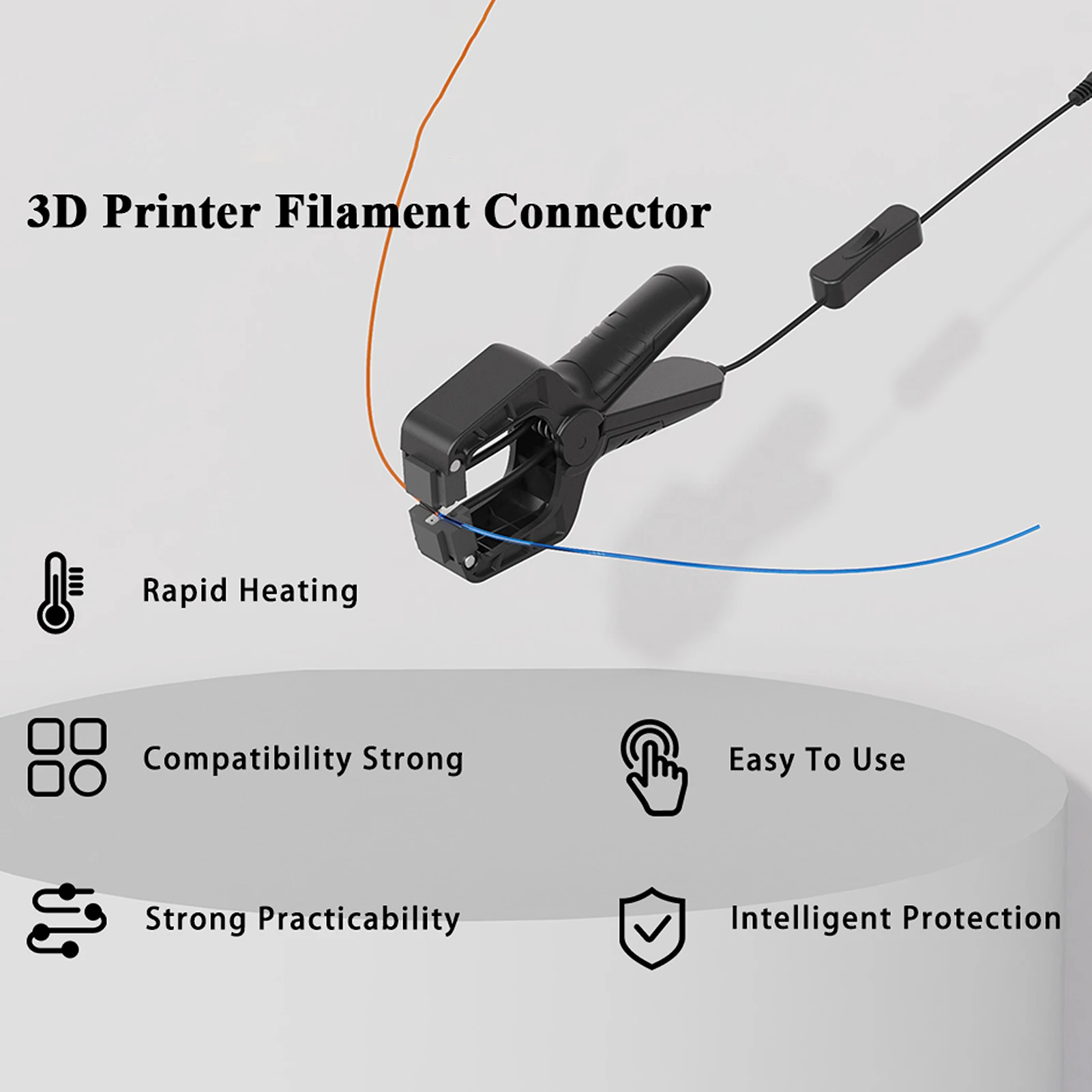 Filament Welder Splicer Connector Suitable for 3D Printer Filament 1.75mm PLA/ABS/PETG/TPU/PA/PC Material Rapid Heating