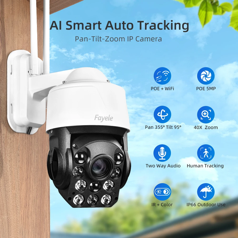 

Outdoor Wifi PTZ Camera 40X Zoom 2way Audio Color Night Vision Human Auto Tracking Home Security Speed Dome Wireless IP Camera